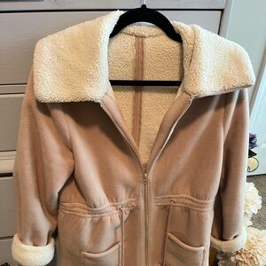 Light and dark tan sherpa like jacket